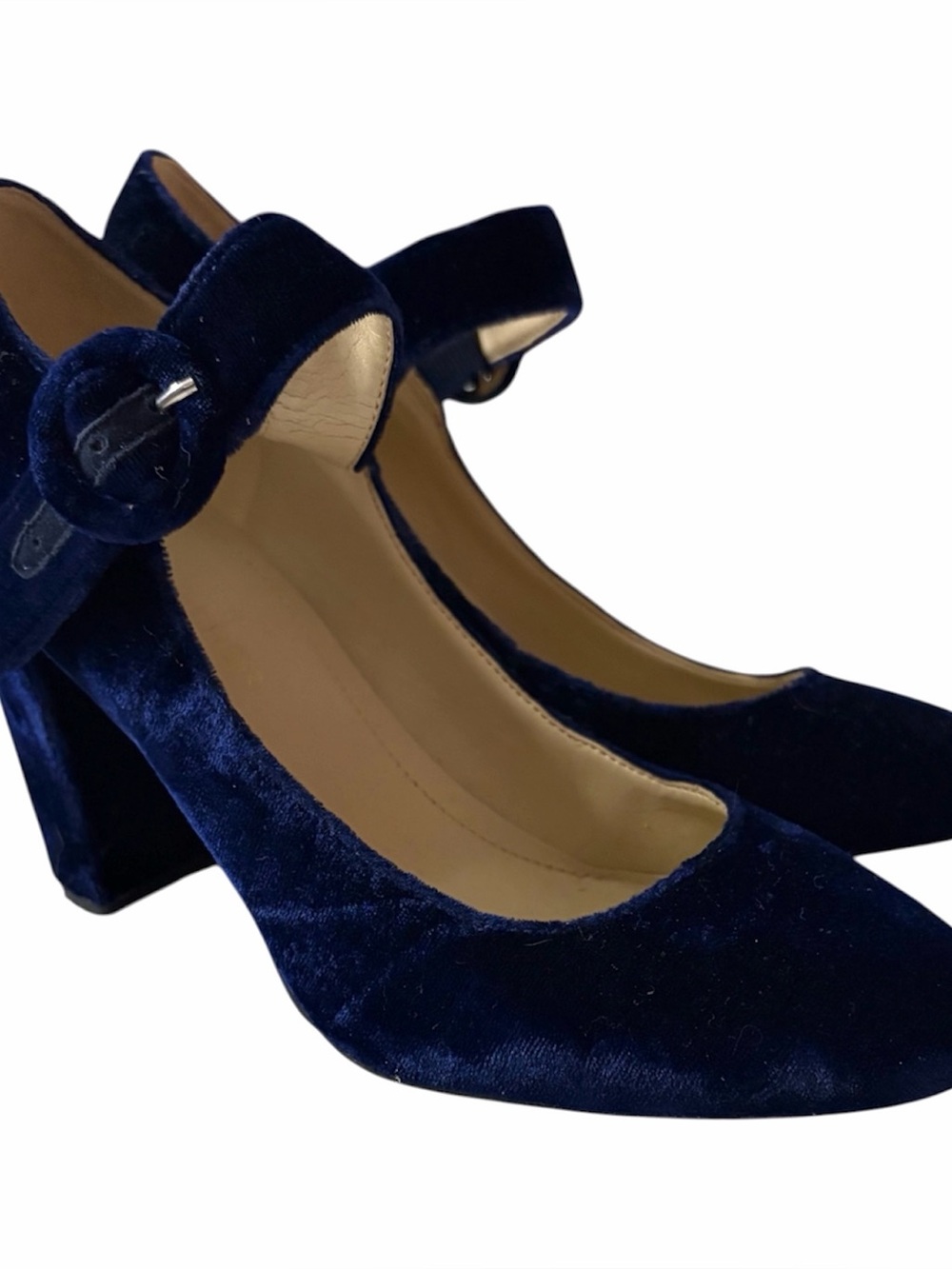 Marc Fisher Shaylie Blue Velvet Mary Jane Block Heel Pumps 6